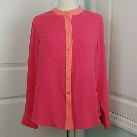 Soft Surroundings 100% Silk Color Blocked Blouse Small - Picture 3 of 8